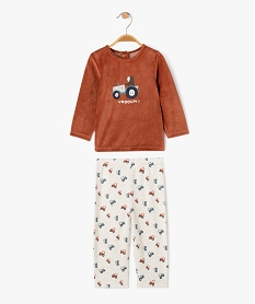 GEMO Pyjama 2 pièces en velours avec motifs tracteurs bébé garçon Brun