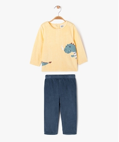 GEMO Pyjama en velours 2 pièces motif dinosaures bébé Jaune