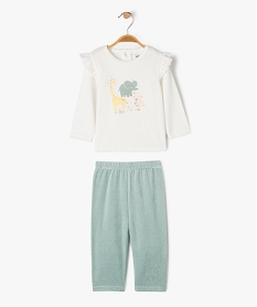 GEMO Pyjama en velours 2 pièces avec épaules volantées bébé Beige