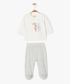 GEMO Pyjama en velours 2 pièces avec ouverture devant bébé Beige