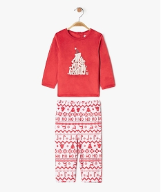 GEMO Pyjama de Noël en velours doux 2 pièces bébé Rouge