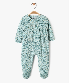 GEMO Pyjama en velours à motifs fleuris ouvert devant bébé fille bleu standard