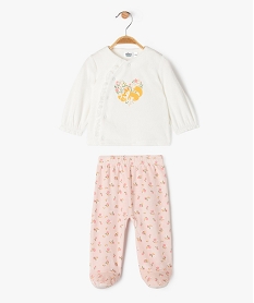 GEMO Ensemble 2 pièces en velours imprimé fleuri bébé Beige