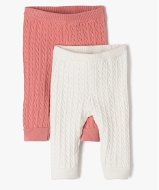 pantalon en maille torsadee a revers bebe  (lot de 2) rose leggingsK418501_1