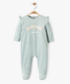pyjama en velours avec volants et inscription pailletee bebe fille bleuK420701_1