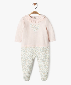 pyjama en velours effet 2 en 1 a motifs fleuris bebe fille rose pyjamas veloursK420801_1