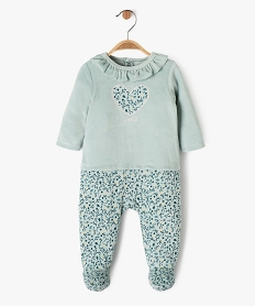 pyjama en velours effet 2 en 1 a motifs fleuris bebe fille bleu pyjamas veloursK420901_1