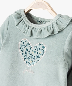 pyjama en velours effet 2 en 1 a motifs fleuris bebe fille bleu pyjamas veloursK420901_2