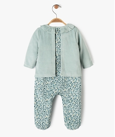 pyjama en velours effet 2 en 1 a motifs fleuris bebe fille bleuK420901_3