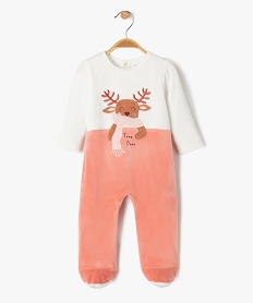 GEMO Pyjama dors-bien en velours avec motif cerf bébé fille Beige