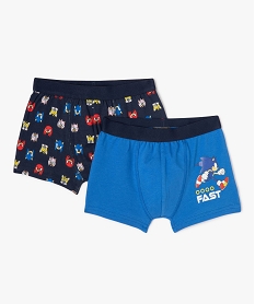 GEMO Boxer en coton stretch imprimé garçon - Sonic (lot de 2) Bleu