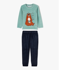 GEMO Pyjama en velours avec motif ours garçon Bleu