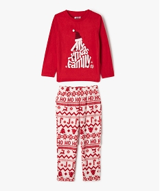 GEMO Pyjama de Noël en polaire imprimée à pompons enfant Rouge