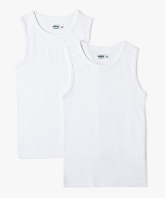 GEMO Débardeur en coton uni garçon (lot de 2) Blanc