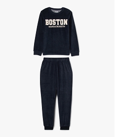 GEMO Pyjama en velours avec inscription Boston garçon Bleu