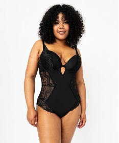 GEMO Body microfibre tulle et dentelle femme grande taille Noir