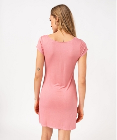 chemise de nuit en maille extensible avec col v en dentelle femme rose nuisettes chemises de nuitK450901_3
