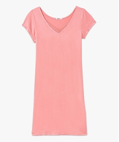 chemise de nuit en maille extensible avec col v en dentelle femme rose nuisettes chemises de nuitK450901_4