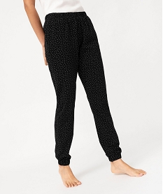 GEMO Pantalon de pyjama imprimé avec bas élastiqué femme Noir