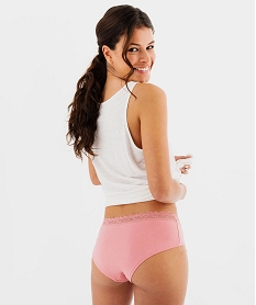 GEMO Shorty en coton stretch avec ceinture dentelle femme (lot de 2) Rose