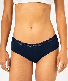 GEMO Shorty en coton stretch avec ceinture dentelle femme (lot de 2) Bleu