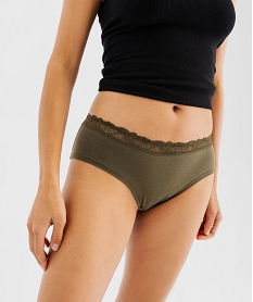 GEMO Shorty en coton stretch avec ceinture dentelle femme (lot de 2) Vert