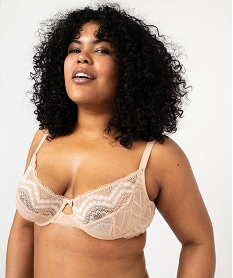 GEMO Soutien-gorge grande taille emboitant à armatures en dentelle Beige