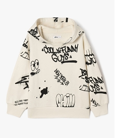 GEMO Sweat à capuche oversize motifs graffitis garçon Beige