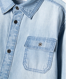 chemise manches longues en toile de chambray fine garcon bleuK480601_2