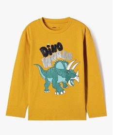 tee-shirt a manches longues avec motif dinosaures et sequins reversibles garcon jaune tee-shirtsK490901_1