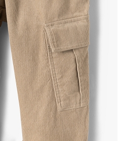 pantalon jogger regular en velours cotele a poches cargo garcon beige pantalonsK501701_2