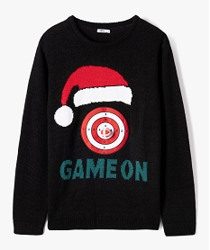 GEMO Pull de Noël à motif jouable garçon Noir