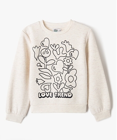 GEMO Sweat molletonné avec motif girly fille Beige