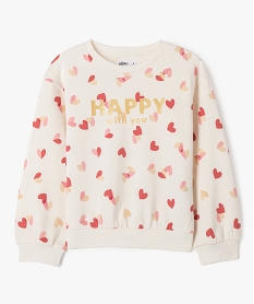 GEMO Sweat molletonné à motifs fille Beige