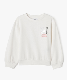 GEMO Sweat molletonné à motifs fille Beige