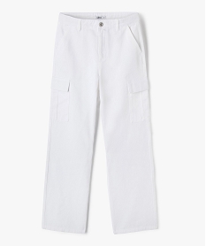 pantalon cargo coupe straight a taille ajustable fille blanc pantalonsK552601_1