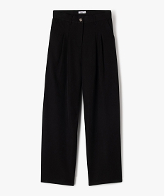 GEMO Pantalon en toile coupe large à pinces fille Noir