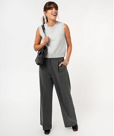 GEMO Pantalon large à pinces femme Gris