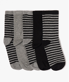 GEMO Chaussettes rayées et unies garçon (lot de 5) noir standard