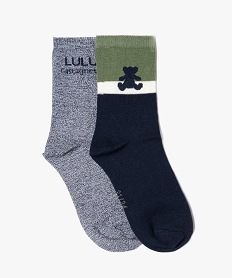 GEMO Chaussettes mi-hautes à motifs garçon (lot de 2) - LuluCastagnette Bleu