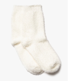 GEMO Chaussettes épaisses en maille duveteuse femme Beige