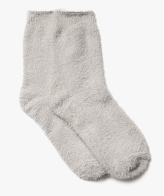 GEMO Chaussettes épaisses en maille duveteuse femme Gris