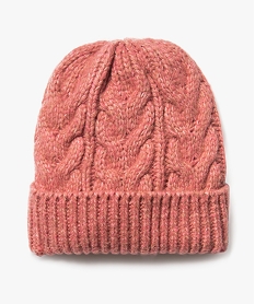 GEMO Bonnet en maille torsadée femme rose chine