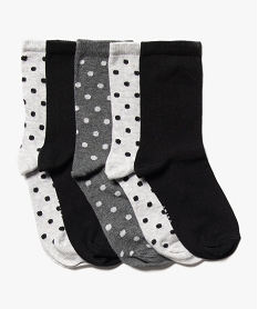 GEMO Chaussettes hautes imprimées pois fille (lot de 5) noir standard