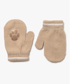 GEMO Moufles en maille avec motif antidérapant bébé fille Beige