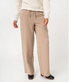 GEMO Pantalon large souple et extensible femme Beige