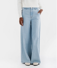 GEMO Jean flare en denim délavé à taille haute femme Bleu