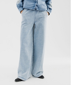 GEMO Jean large en denim délavé à taille élastiquée femme Gris