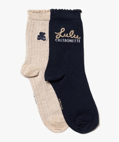 GEMO Chaussettes avec tige fantaisie fille (lot de 2) - LuluCastagnette Beige