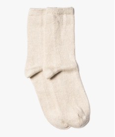 GEMO Chaussettes hautes en maille douce femme Beige